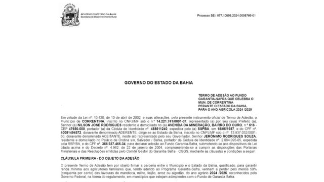 Correntina evita prejuízo de R$ 1,7 milhão ao regularizar dívida do Garantia-Safra deixada pela gestão anterior